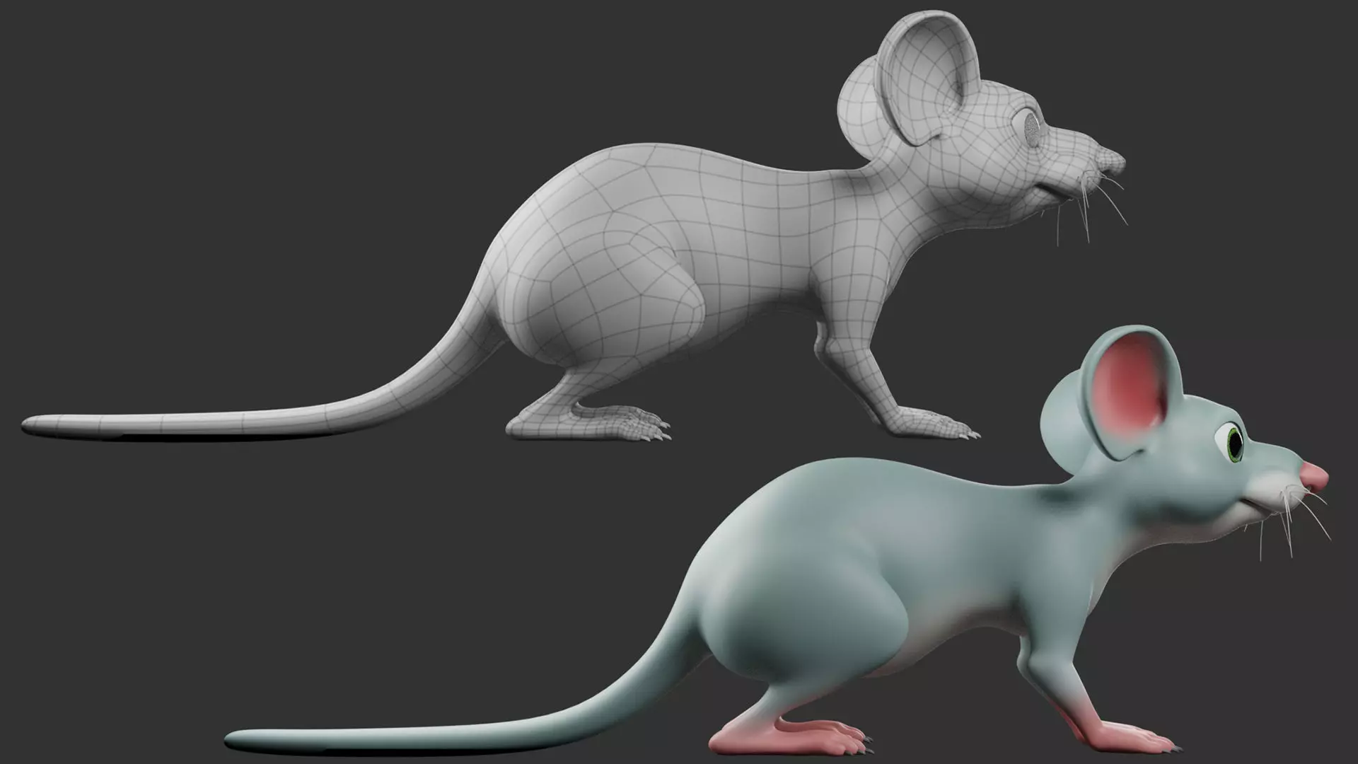 Mouse Stylize II Cartoon Low-poly 3D model_7