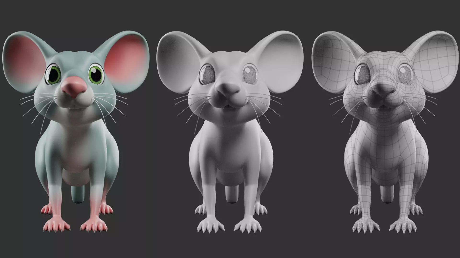 Mouse Stylize II Cartoon Low-poly 3D model_3