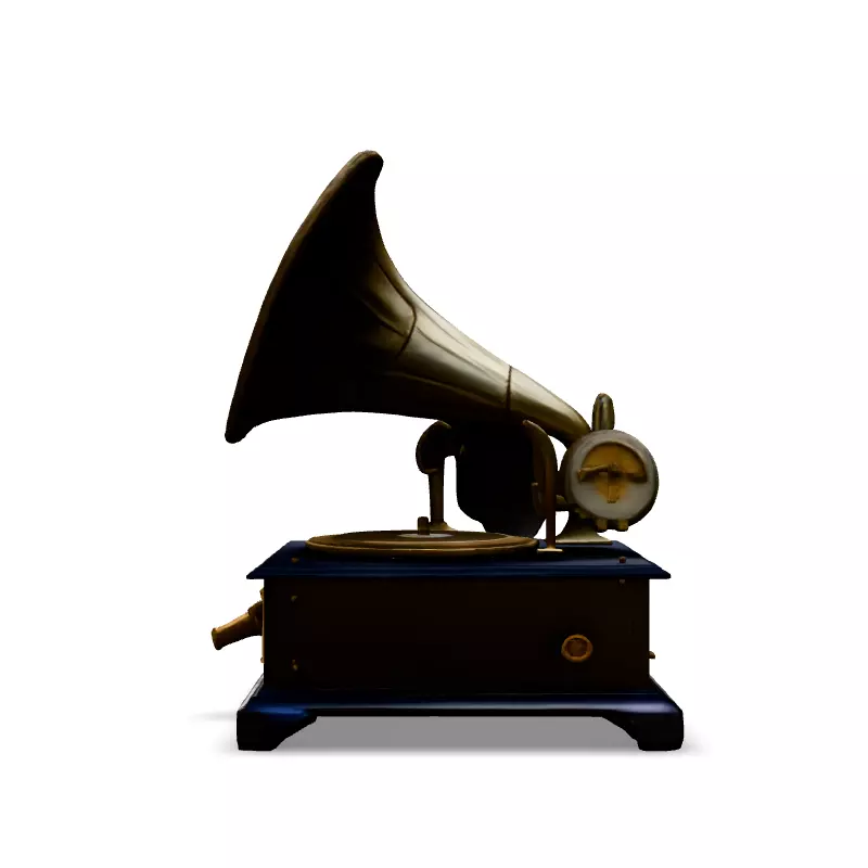 Antique Gramophone 3D Model Low-poly 3D model_3