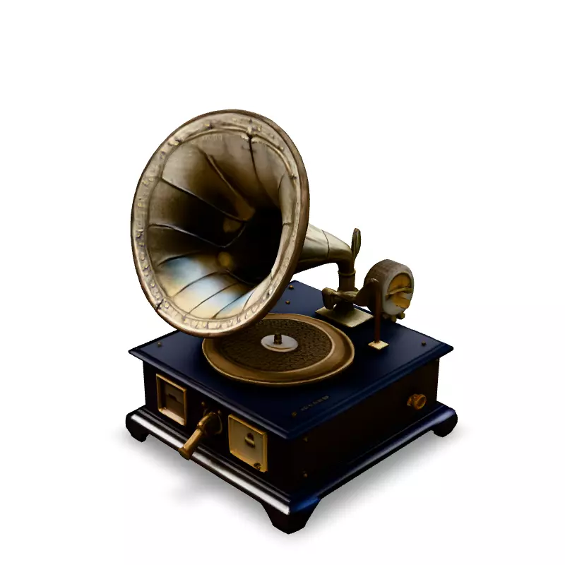 Antique Gramophone 3D Model Low-poly 3D model_2