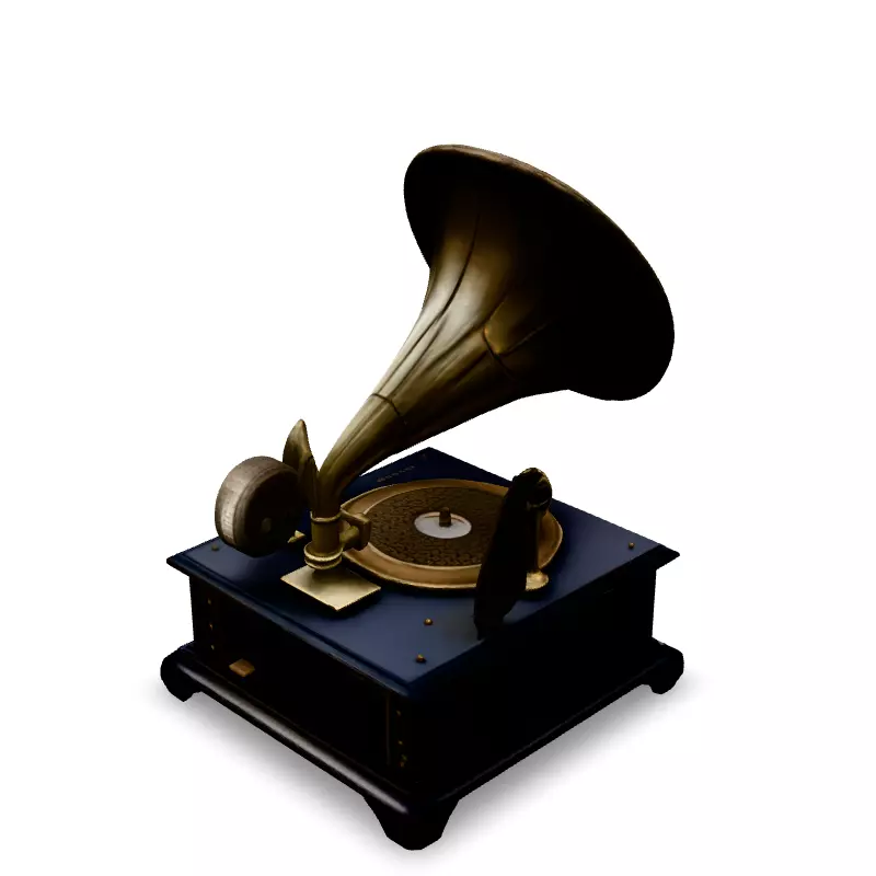 Antique Gramophone 3D Model Low-poly 3D model_4