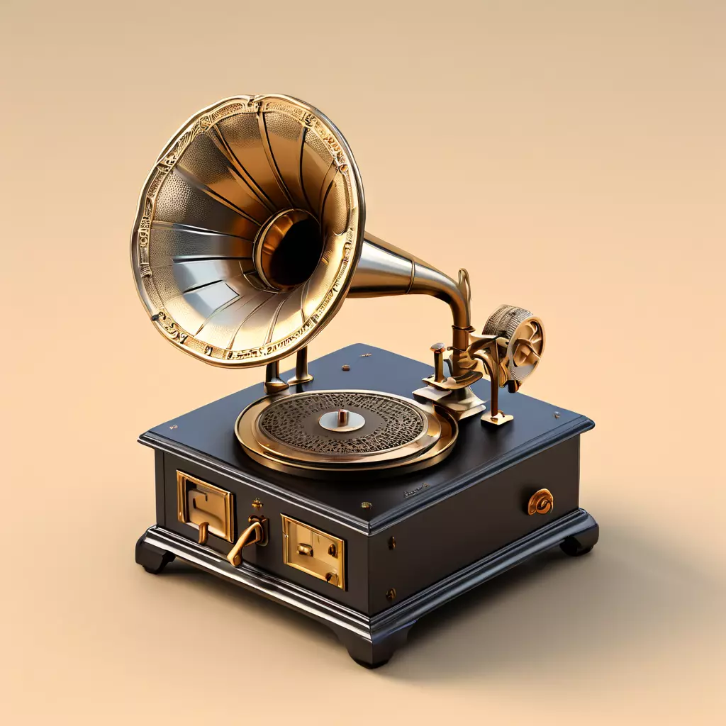 Antique Gramophone 3D Model Low-poly 3D model_0