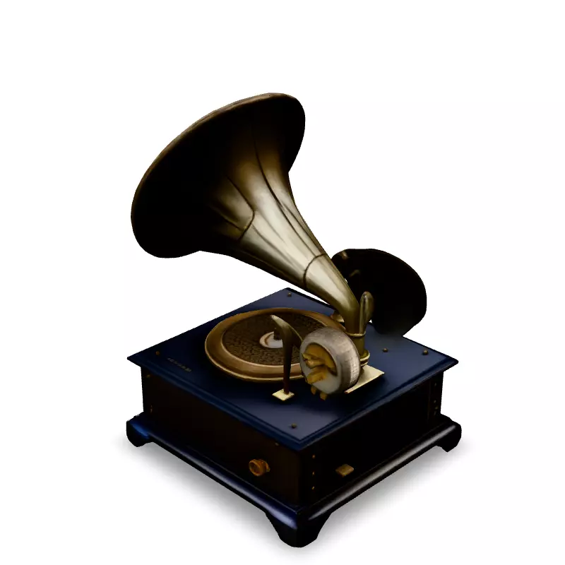 Antique Gramophone 3D Model Low-poly 3D model_1