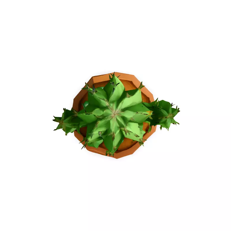 Low Poly Cactus in Pot Low-poly 3D model_7