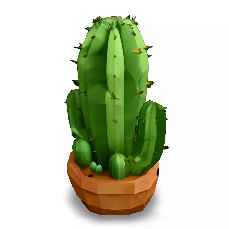 Low Poly Cactus in Pot Low-poly 3D model_1
