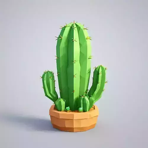 Low Poly Cactus in Pot Low-poly 3D model