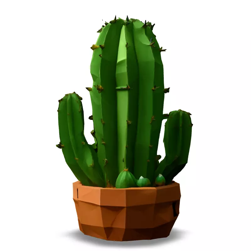 Low Poly Cactus in Pot Low-poly 3D model_6