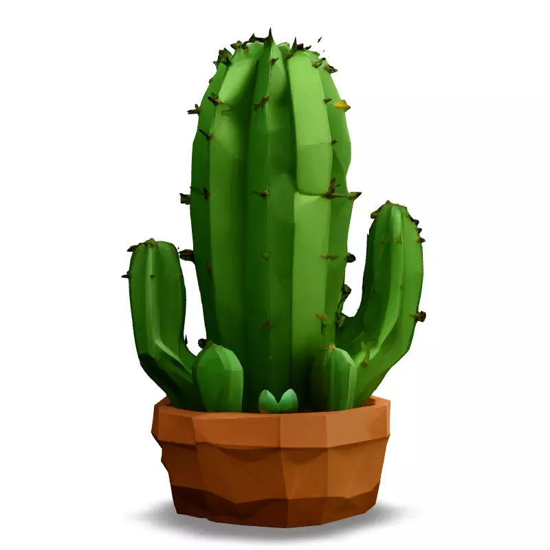 Low Poly Cactus in Pot Low-poly 3D model_3