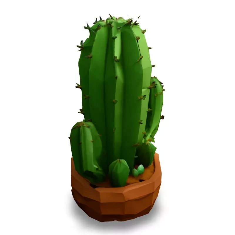 Low Poly Cactus in Pot Low-poly 3D model_2