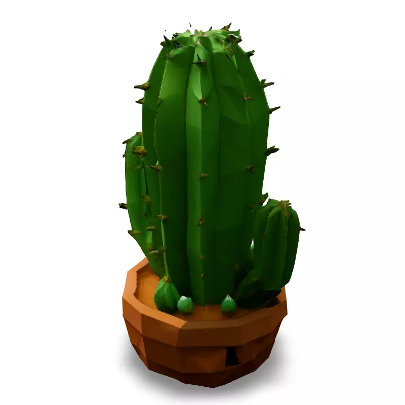 Low Poly Cactus in Pot Low-poly 3D model_5