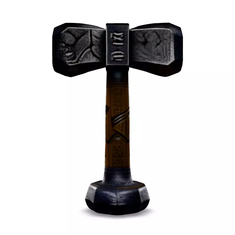 Realistic Viking War Hammer 3D Model Low-poly 3D model_6