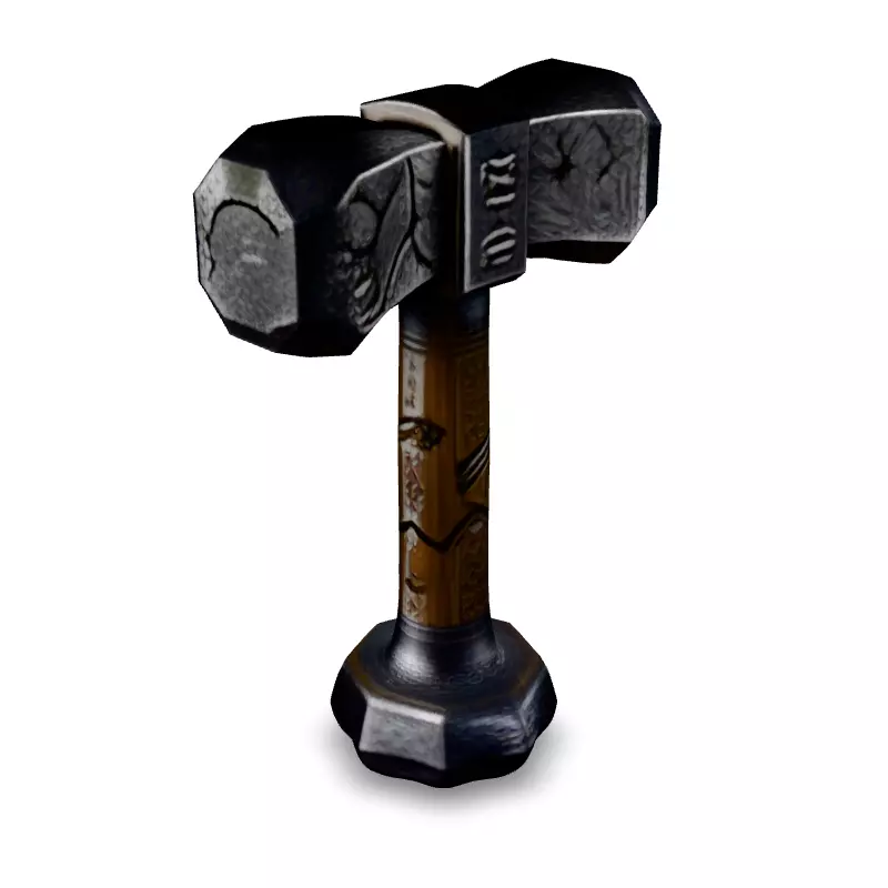 Realistic Viking War Hammer 3D Model Low-poly 3D model_4