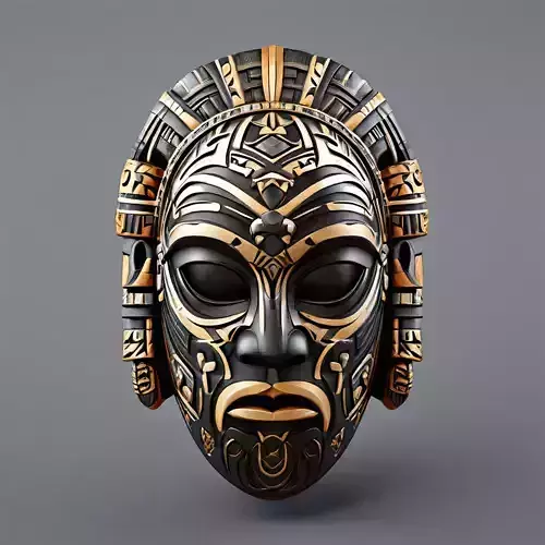 Intricate Tribal Mask Ancient Artifact