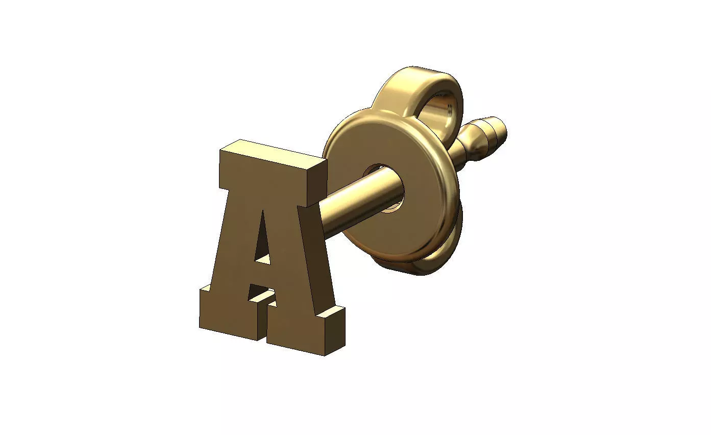 A letter varsity font stud earring 3D print model_0