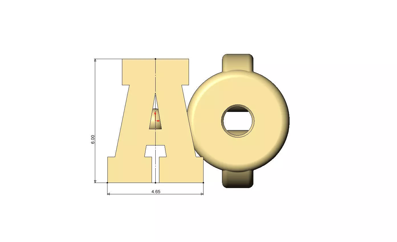 A letter varsity font stud earring 3D print model_6