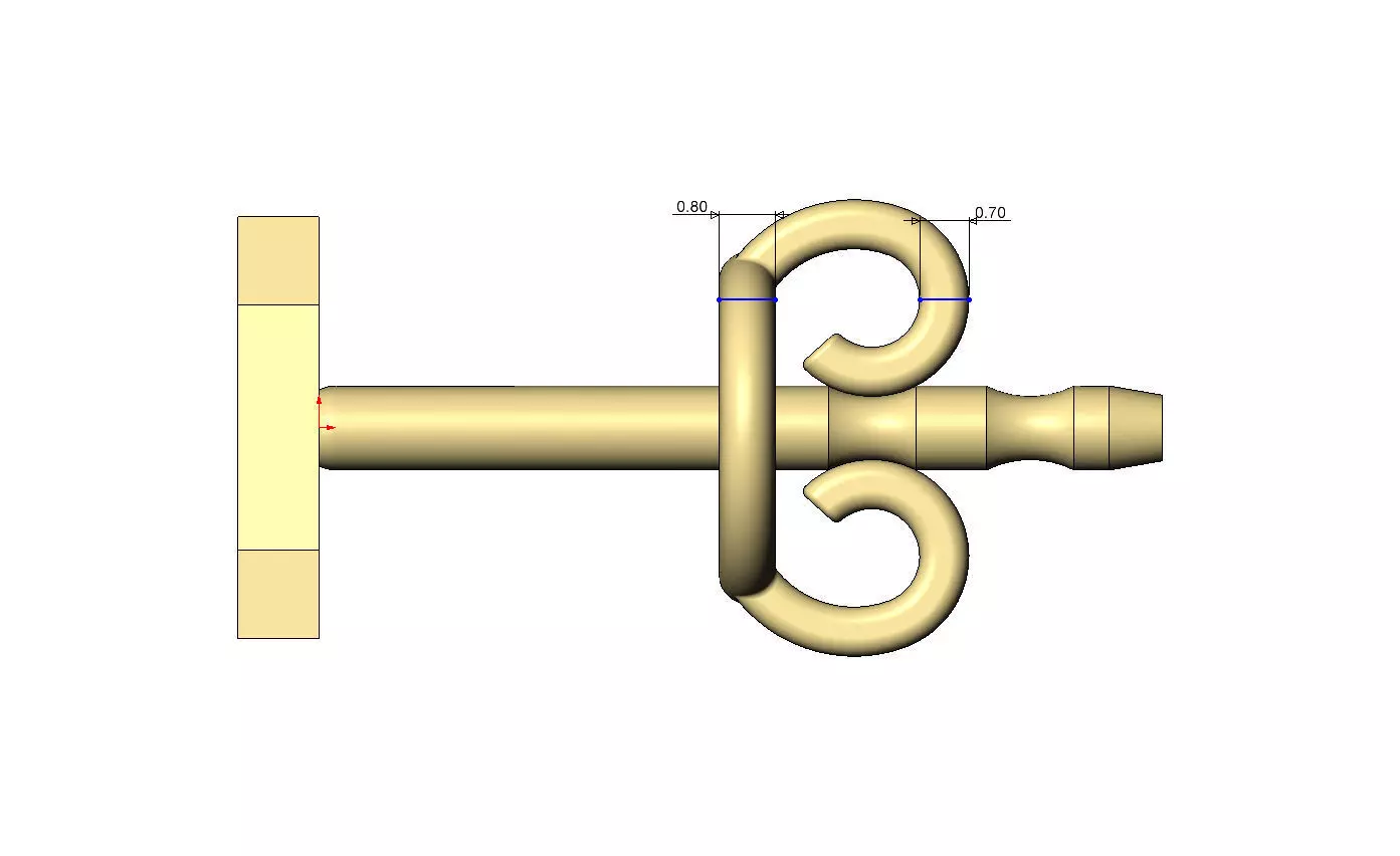 A letter varsity font stud earring 3D print model_9