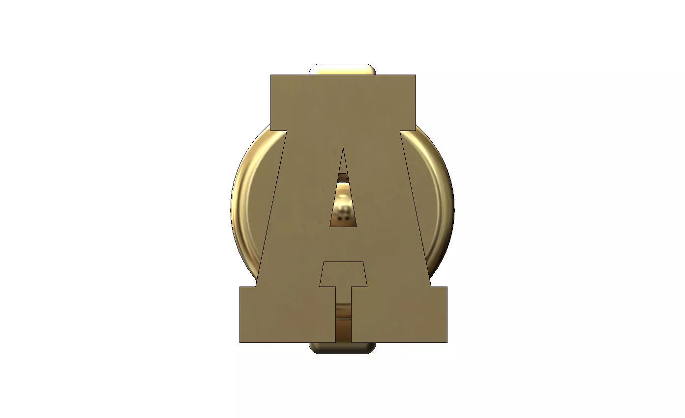 A letter varsity font stud earring 3D print model_1