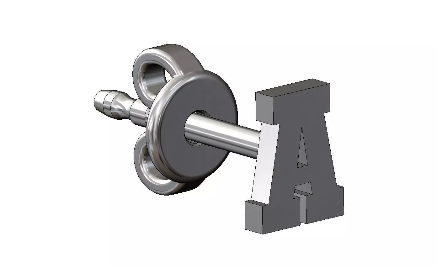A letter varsity font stud earring 3D print model_11