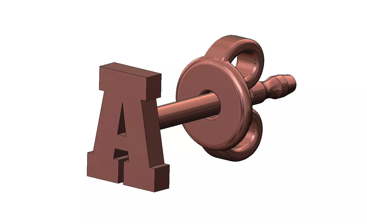 A letter varsity font stud earring 3D print model_12