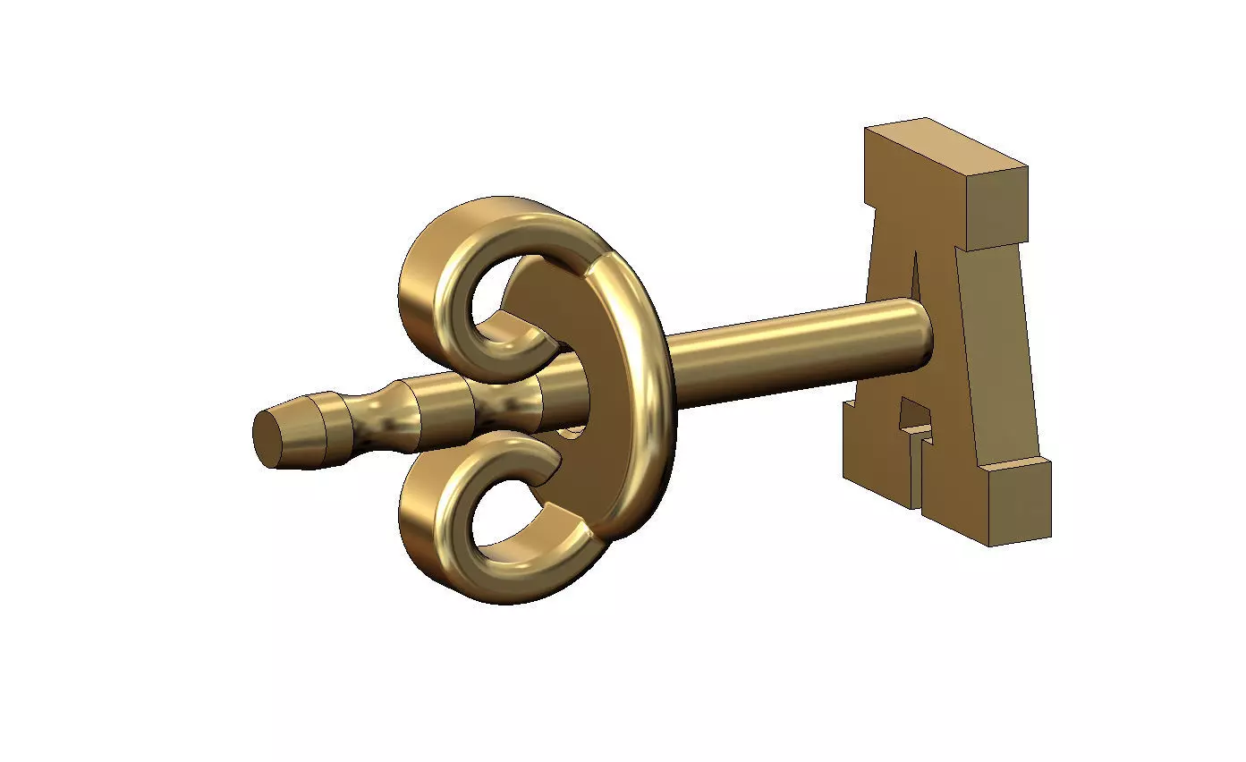 A letter varsity font stud earring 3D print model_3