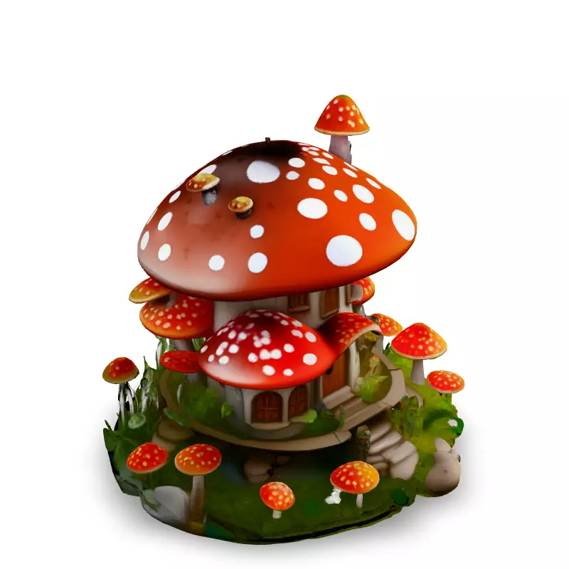 Charming Mushroom House 3D Model Low-poly 3D model_2
