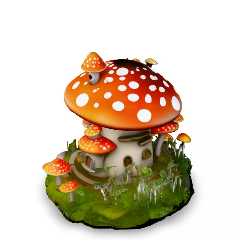 Charming Mushroom House 3D Model Low-poly 3D model_4