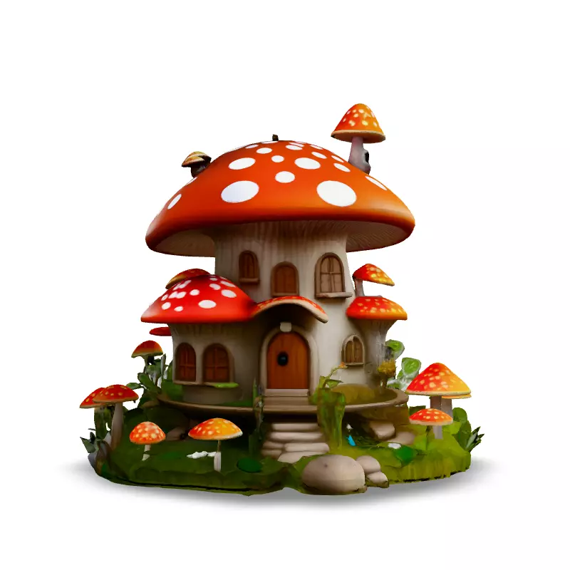 Charming Mushroom House 3D Model Low-poly 3D model_3