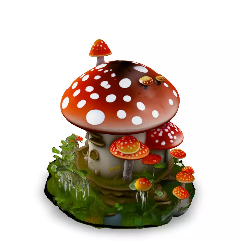 Charming Mushroom House 3D Model Low-poly 3D model_5