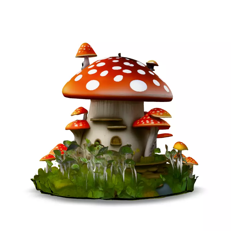 Charming Mushroom House 3D Model Low-poly 3D model_6