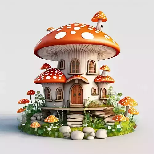 Charming Mushroom House 3D Model Low-poly 3D model Charming Mushroom House 3D Model Low-poly 3D model