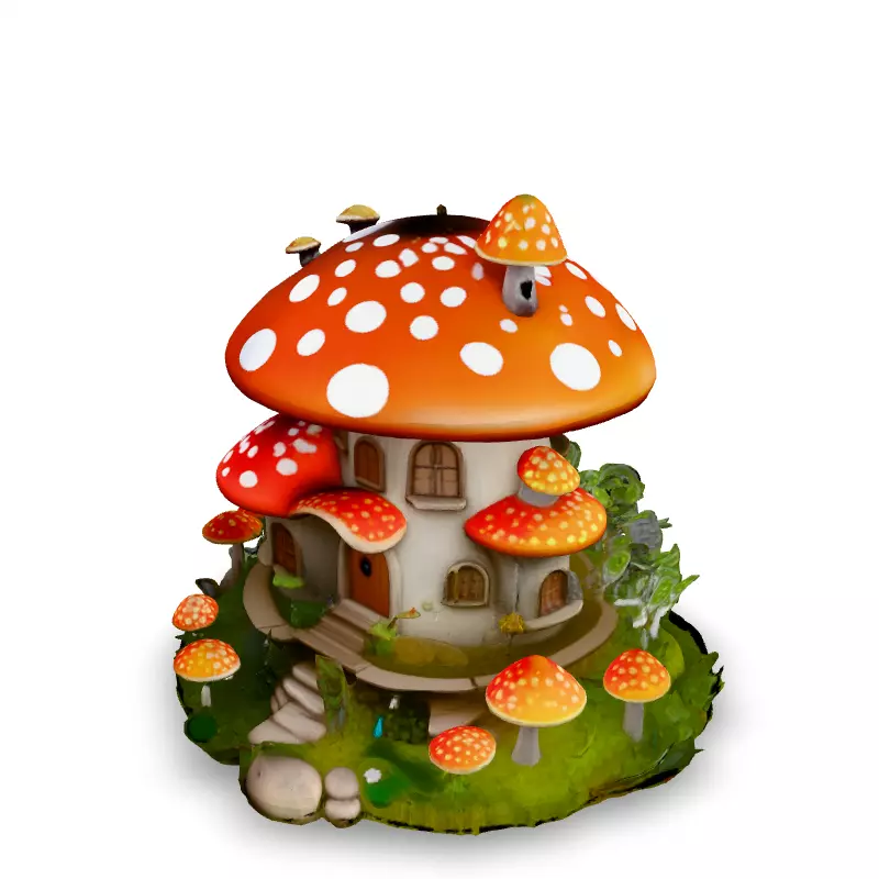 Charming Mushroom House 3D Model Low-poly 3D model_1