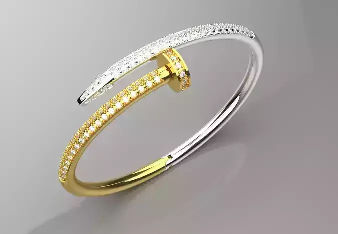 Two-tone diamond studded bangle model bg0045 3D print model