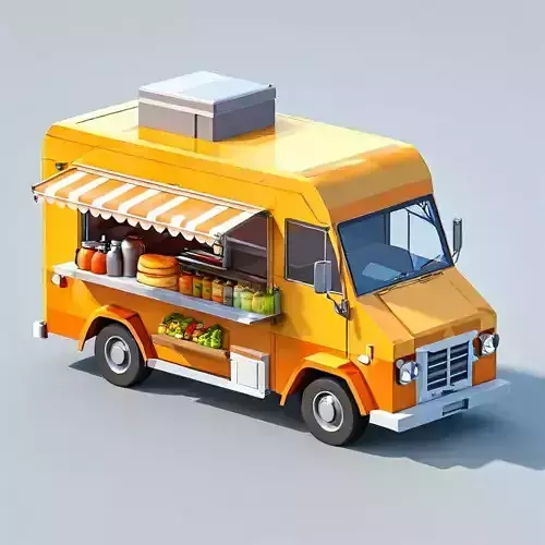 LowPoly Food Truck 3D Model Low-poly 3D model