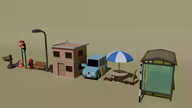 Low poly 15 game assets pack