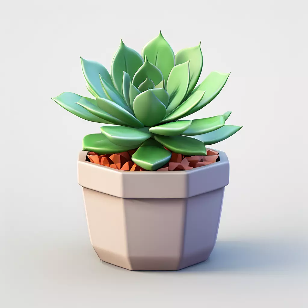 Stylized Potted Succulent 3D Model Low-poly 3D model_0