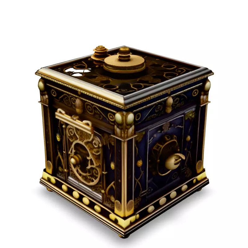 Ornate Antique Safe 3D Model Low-poly 3D model_2