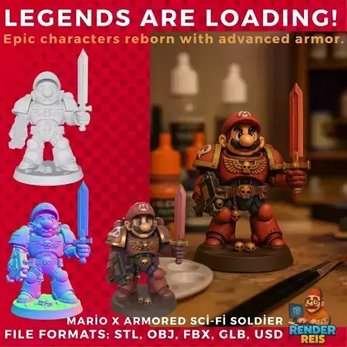 Mario x Armored Sci Fi Soldier 3D print model