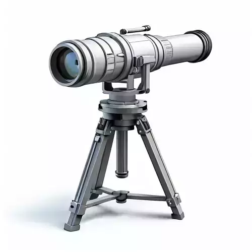 Realistic Telephoto Camera Lens on Tripod Low-poly 3D model