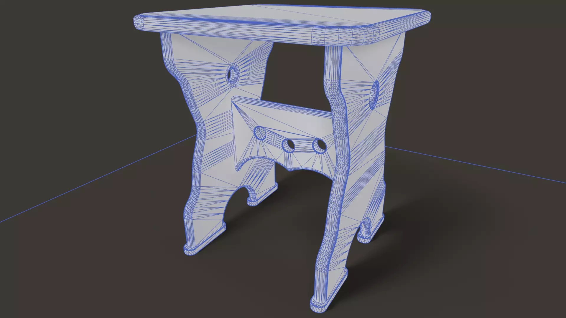 Stool Low-poly 3D model_5