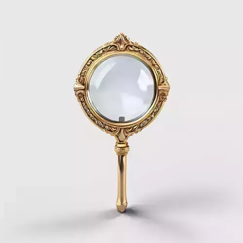 Ornate Gold Magnifying Glass Low-poly 3D model