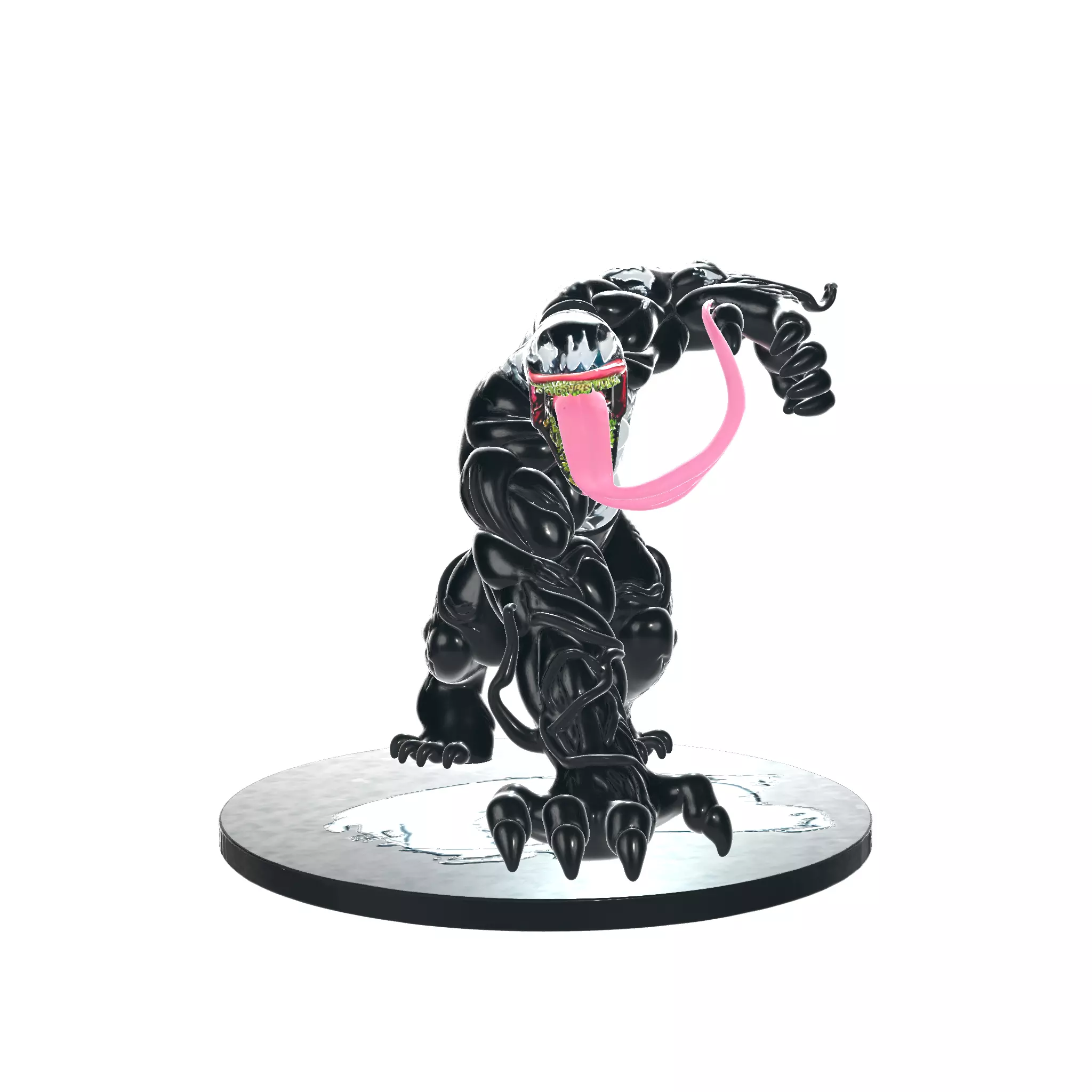 Venom Figurine with Long Tongue Dynamic Pose Collectible 3D print model_0
