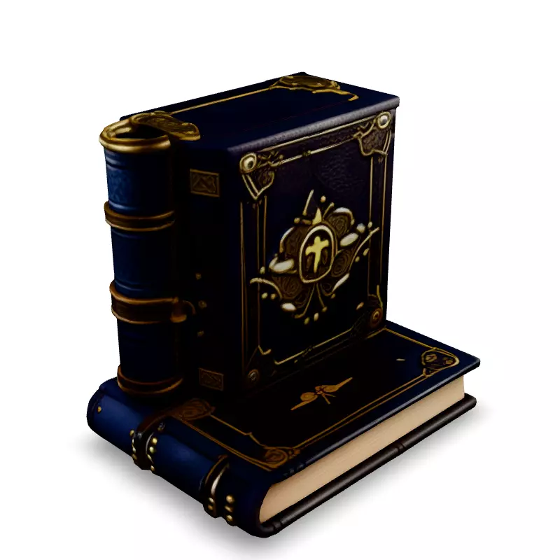 Ornate LeatherBound Fantasy Books Low-poly 3D model_2
