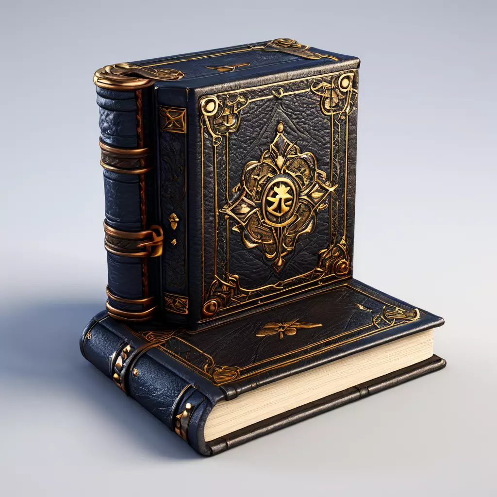 Ornate LeatherBound Fantasy Books Low-poly 3D model_0