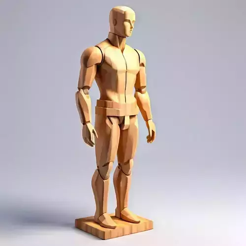 Wooden Mannequin LowPoly 3D Model Low-poly 3D model