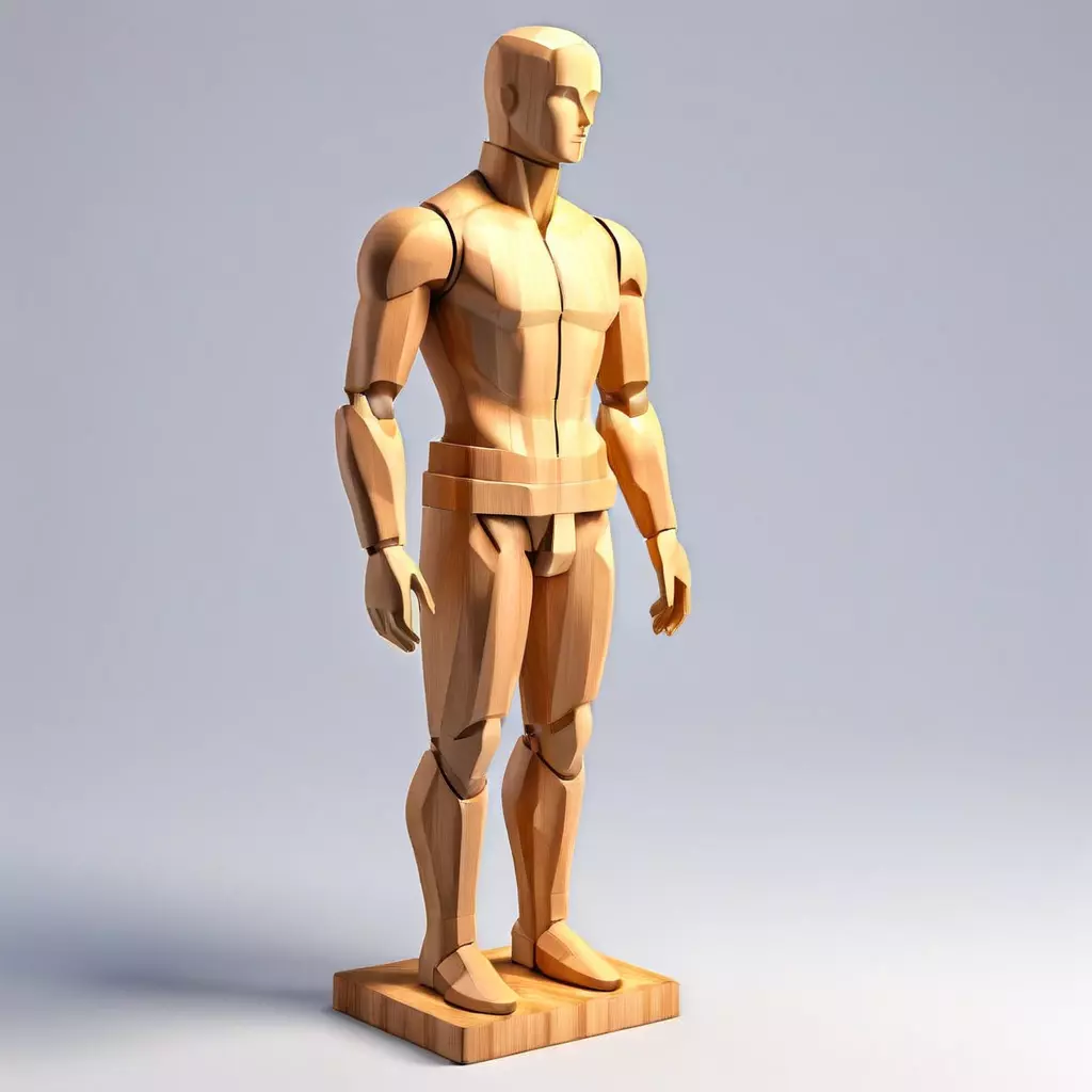 Wooden Mannequin LowPoly 3D Model Low-poly 3D model_0
