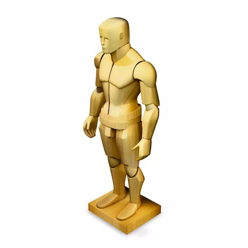 Wooden Mannequin LowPoly 3D Model Low-poly 3D model_1