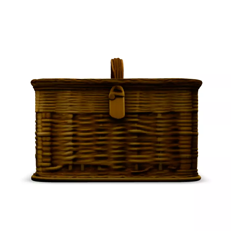 Realistic Wicker Picnic Basket 3D Model Low-poly 3D model_3