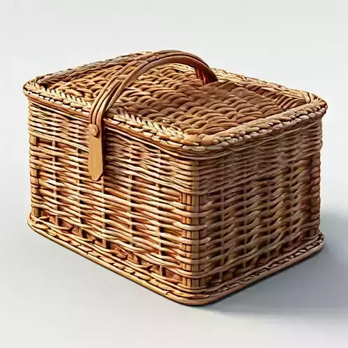 Realistic Wicker Picnic Basket 3D Model Low-poly 3D model Realistic Wicker Picnic Basket 3D Model Low-poly 3D model