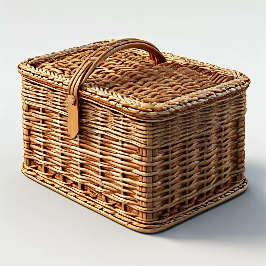 Realistic Wicker Picnic Basket 3D Model Low-poly 3D model_0