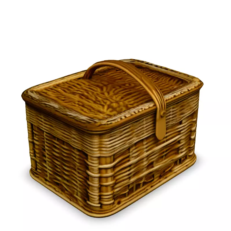 Realistic Wicker Picnic Basket 3D Model Low-poly 3D model_4